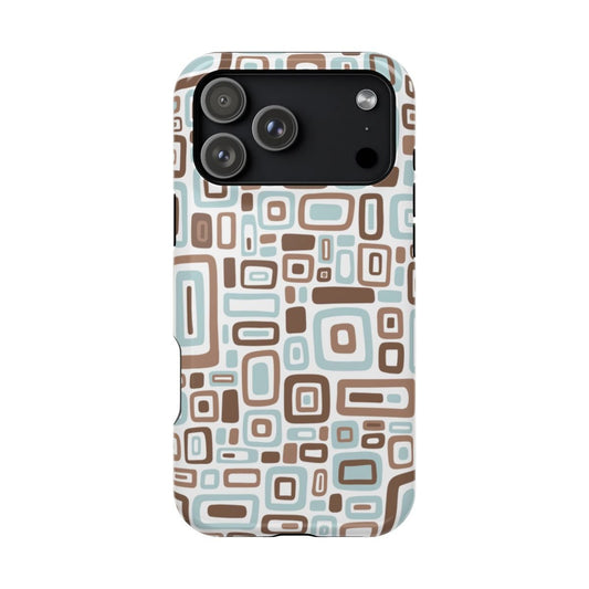 Chocolate Aqua Shapes 2000s Pattern - Layreen Cases