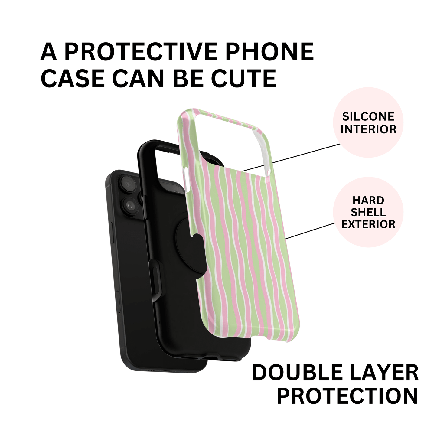 Green & Pink Wavy Thin Stripes - Layreen Cases