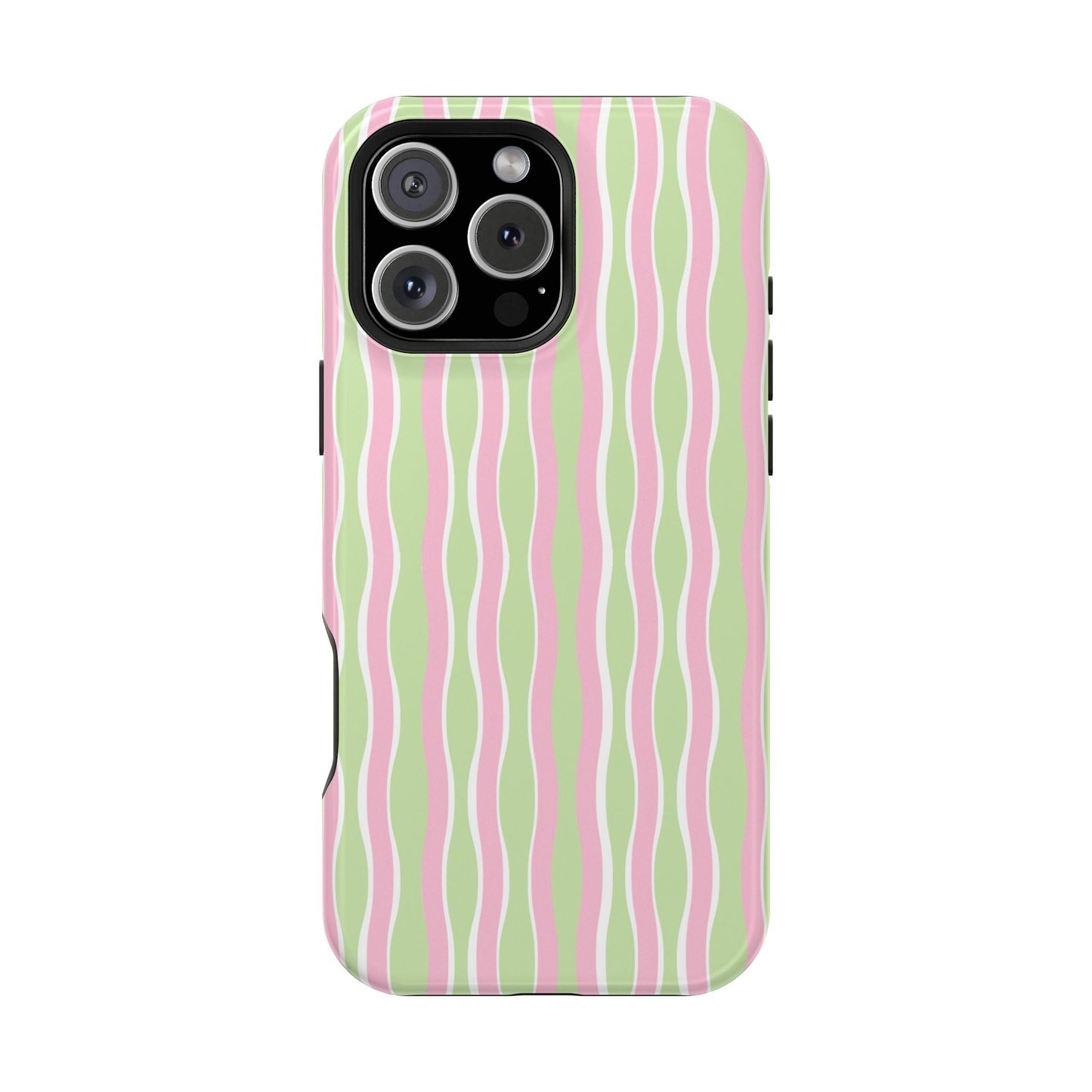 Green & Pink Wavy Thin Stripes - Layreen Cases
