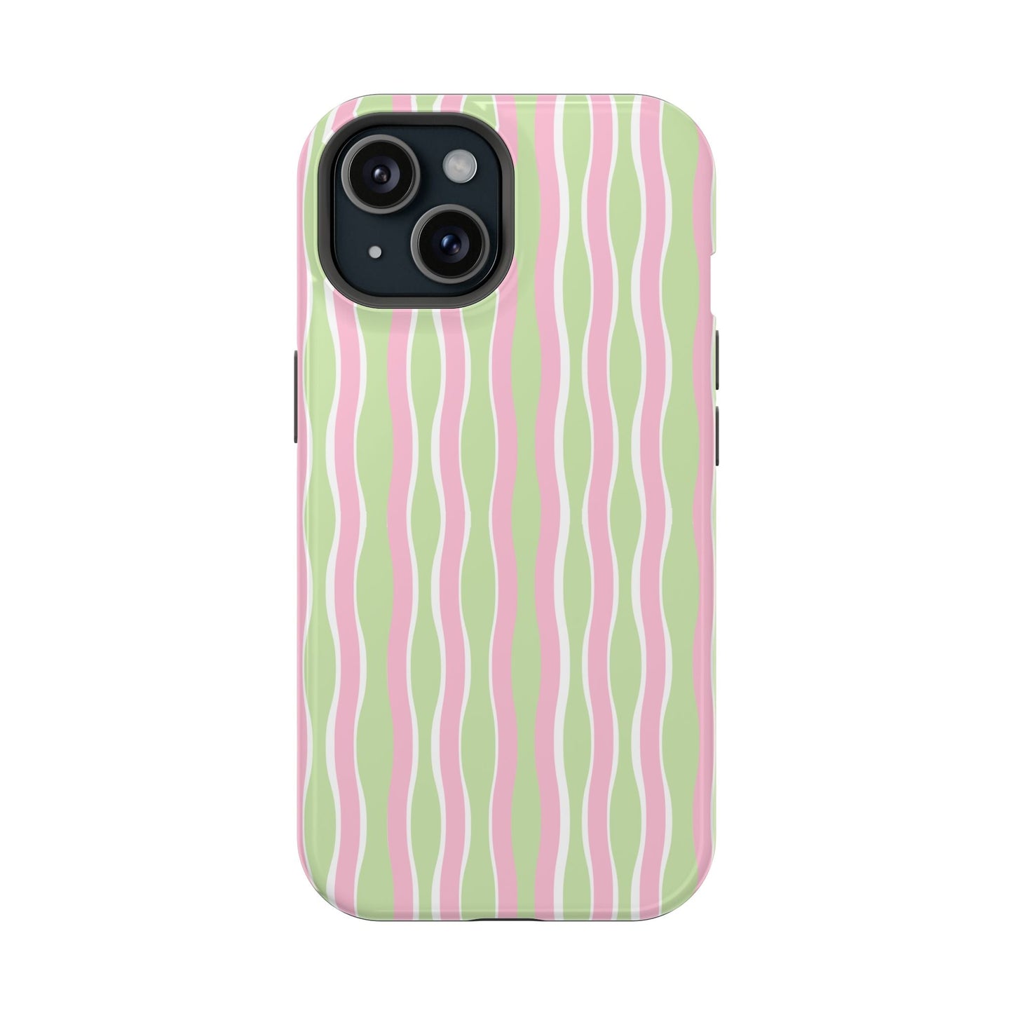 Green & Pink Wavy Thin Stripes - Layreen Cases