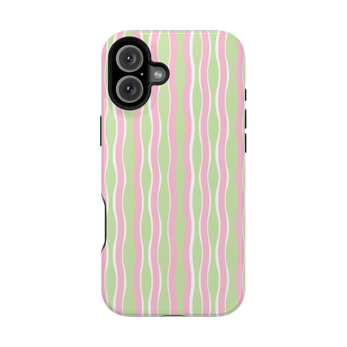 Green & Pink Wavy Thin Stripes - Layreen Cases