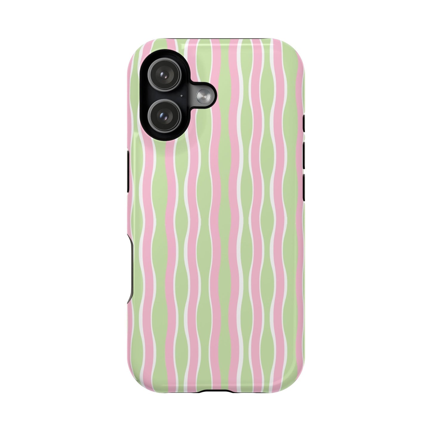 Green & Pink Wavy Thin Stripes - Layreen Cases