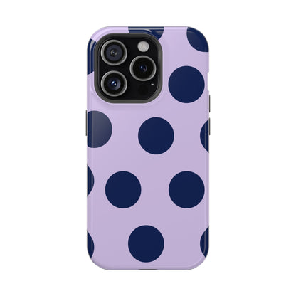 Lavender Navy Large Polka Dots - Layreen Cases