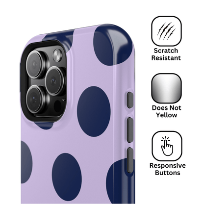 Lavender Navy Large Polka Dots - Layreen Cases