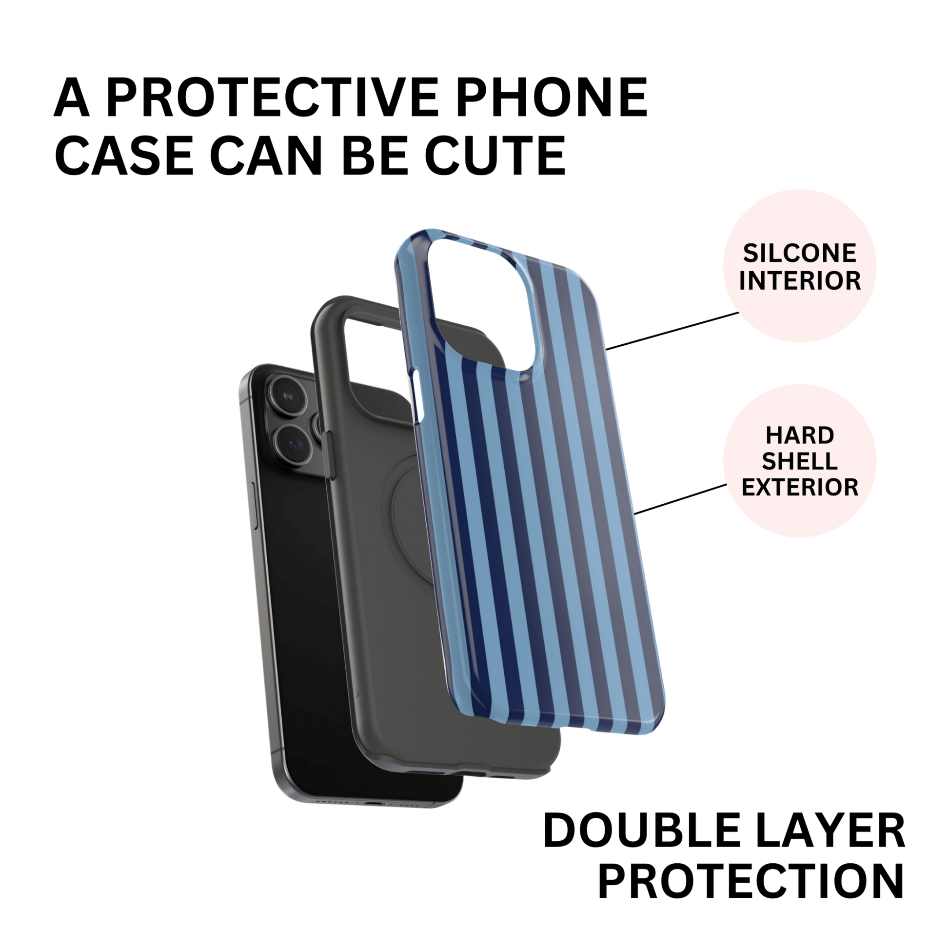 Navy & Light Blue Stripes - Layreen Cases