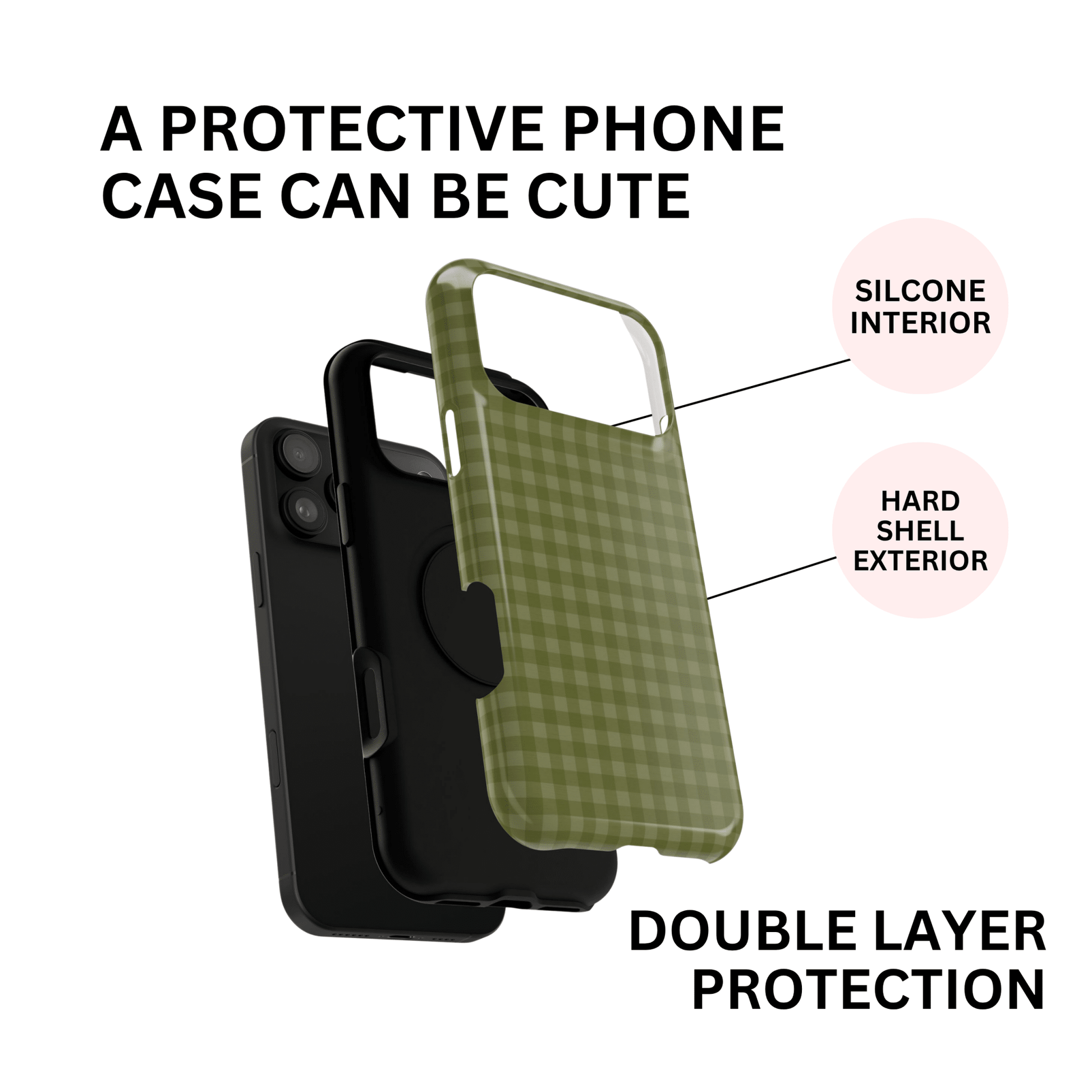 Olive Gingham Case - Layreen Cases