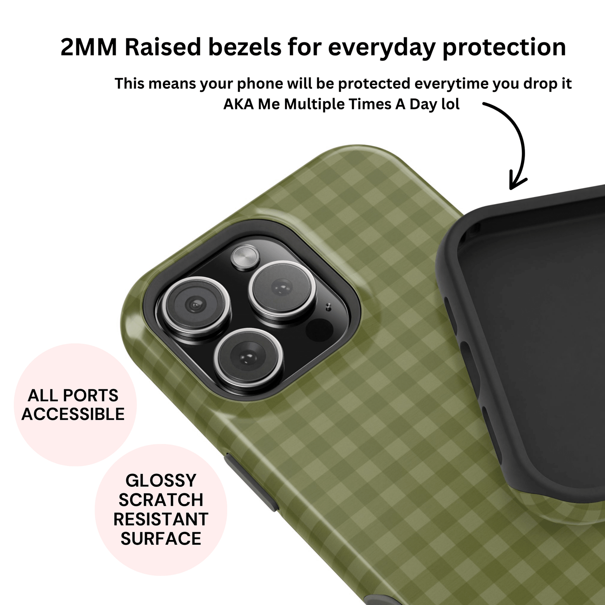 Olive Gingham Case - Layreen Cases