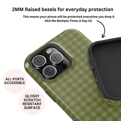Olive Gingham Case - Layreen Cases