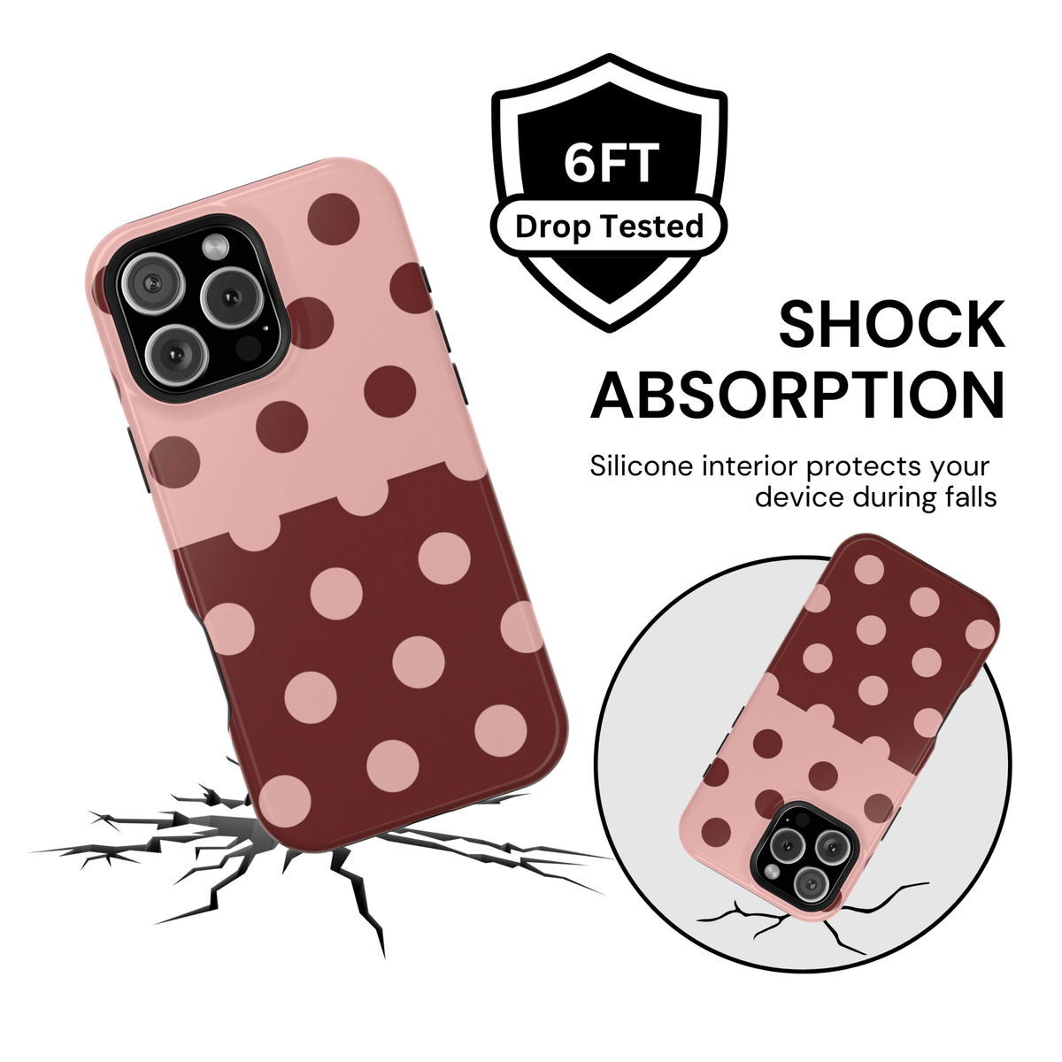 Pink And Red Polka Dot Split - Layreen Cases
