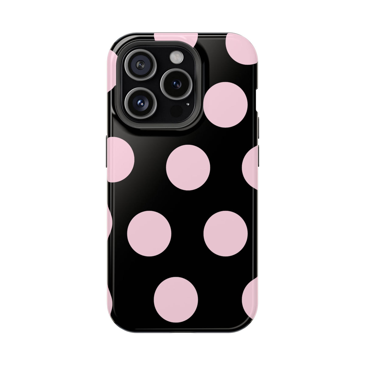 Pink On Black Large Polka Dots - Layreen Cases