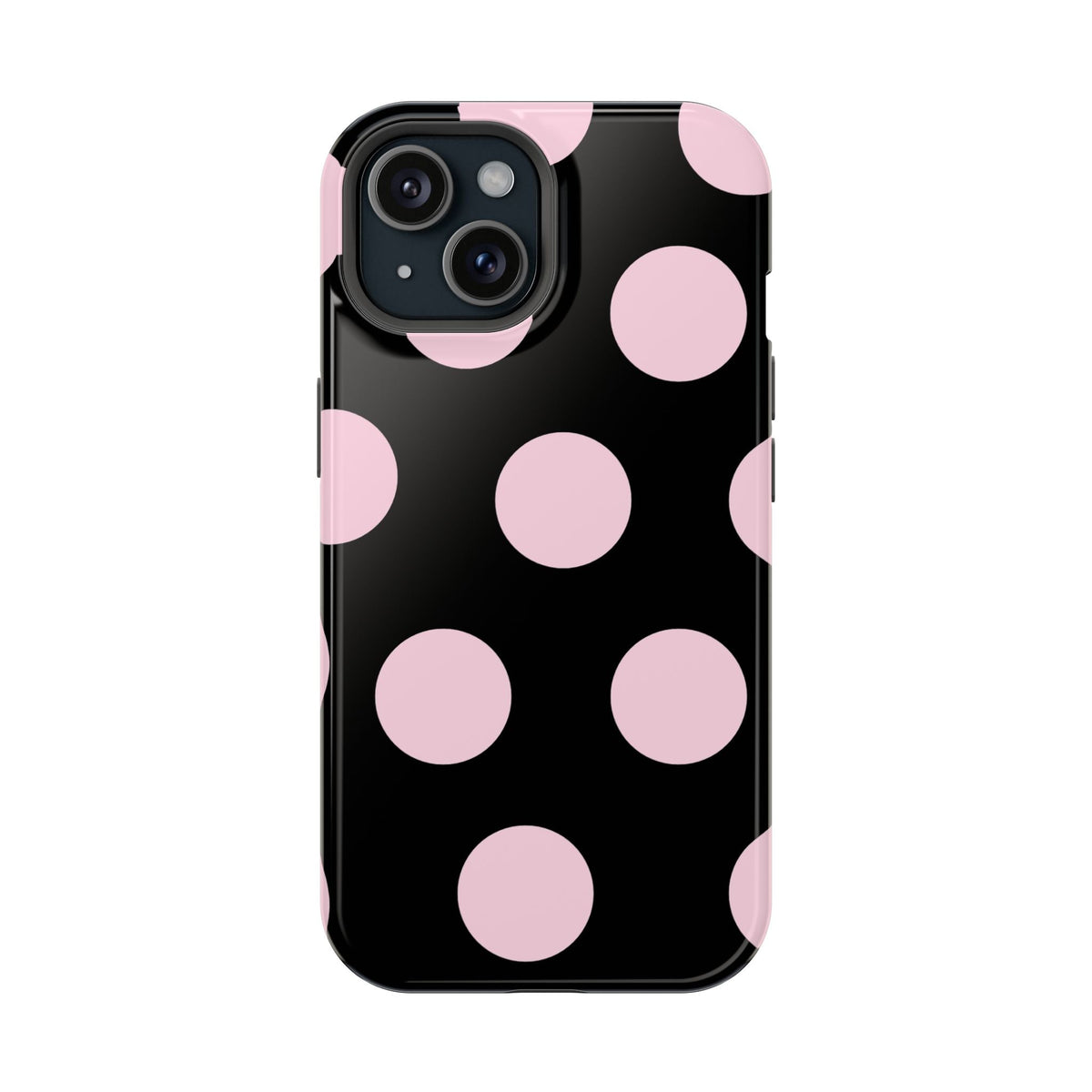 Pink On Black Large Polka Dots - Layreen Cases