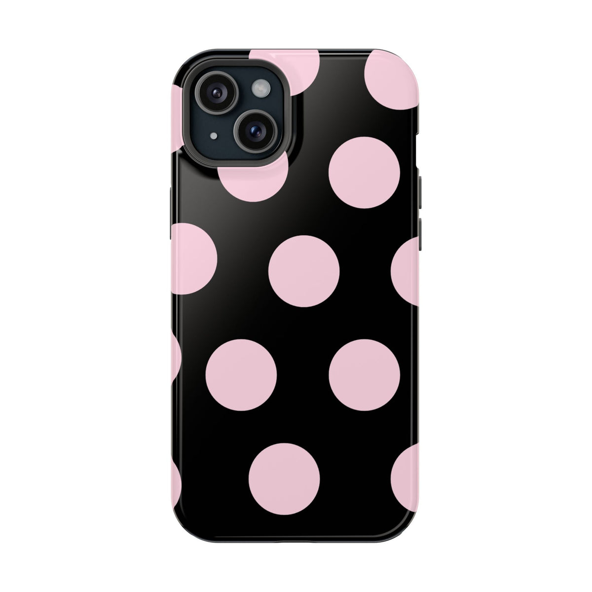 Pink On Black Large Polka Dots - Layreen Cases