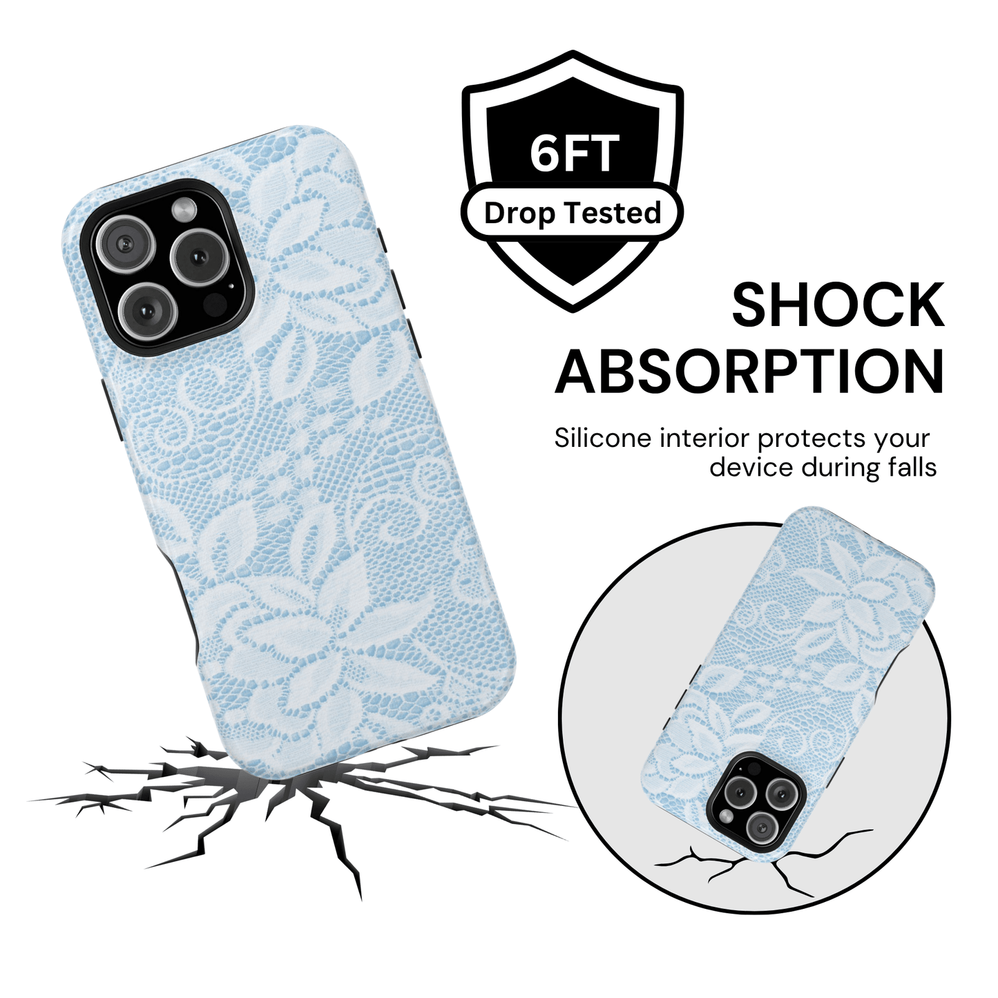Sky White Lace Pattern Case - Layreen Cases