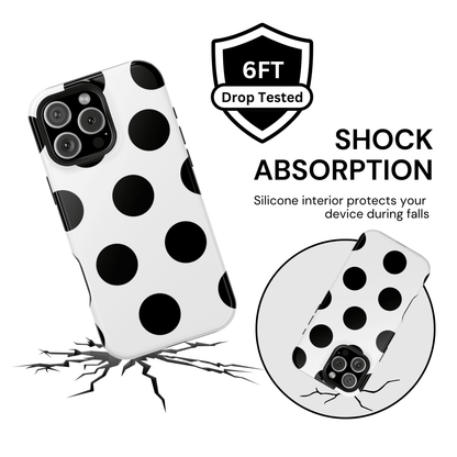 White Black Large Polka Dots - Layreen Cases