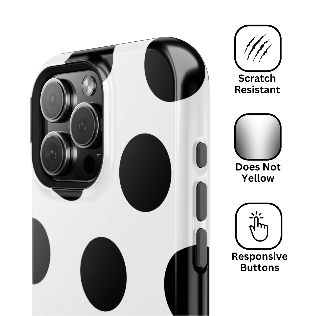 White Black Large Polka Dots - Layreen Cases