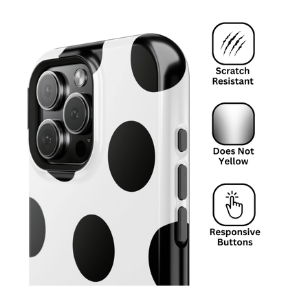 White Black Large Polka Dots - Layreen Cases
