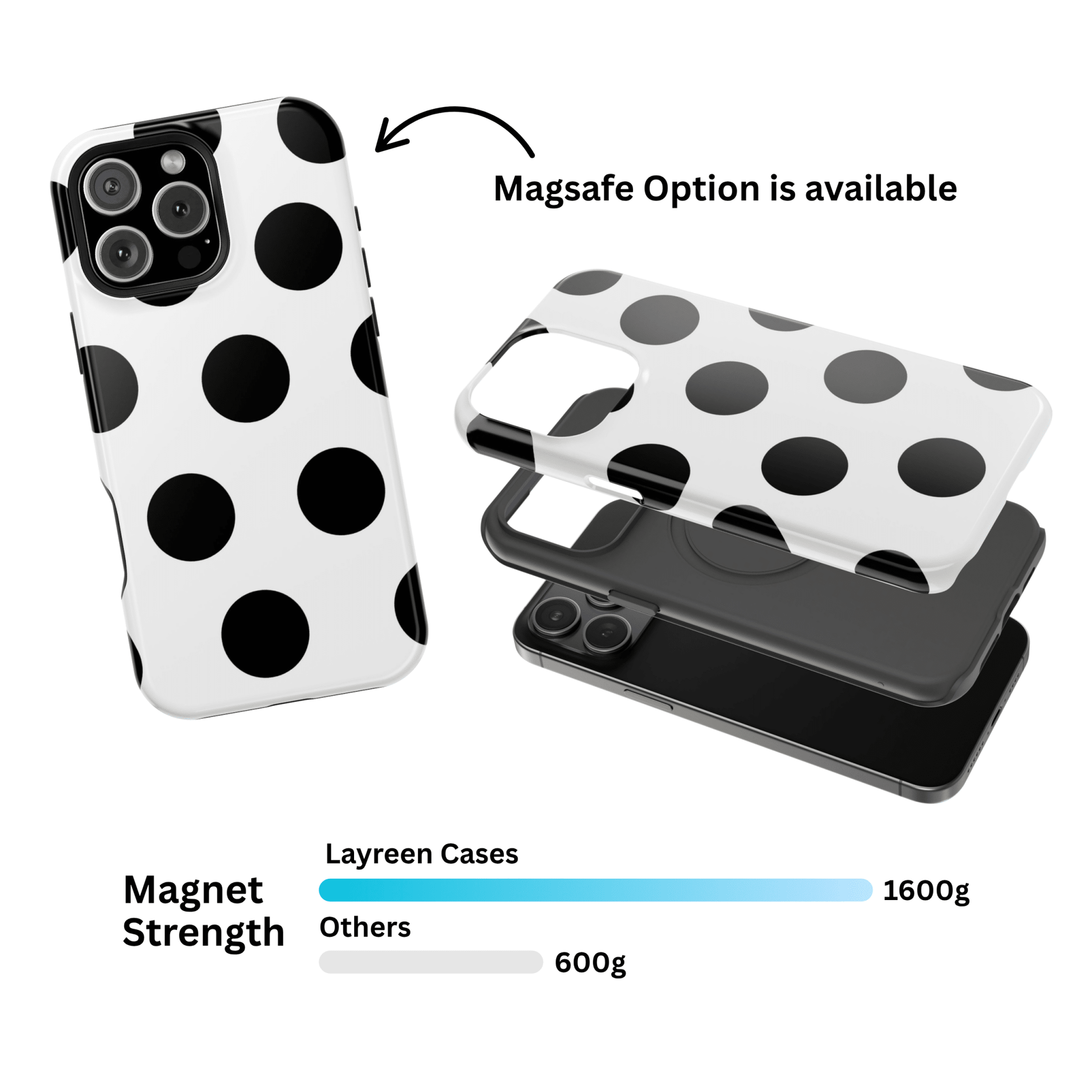 White Black Large Polka Dots - Layreen Cases