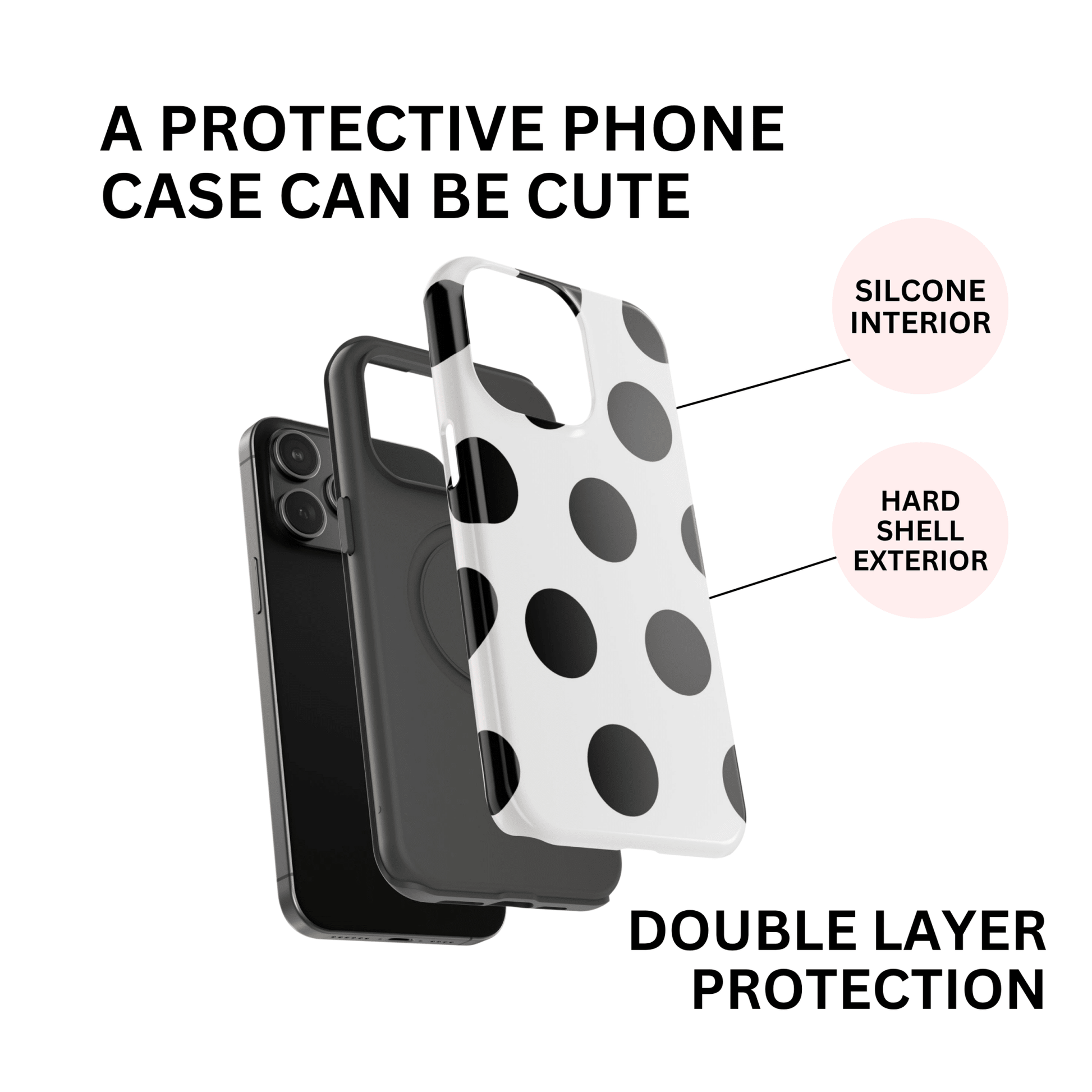 White Black Large Polka Dots - Layreen Cases