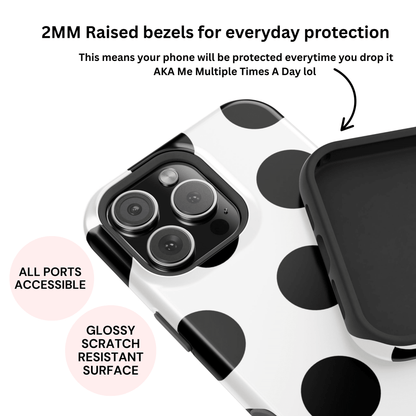 White Black Large Polka Dots - Layreen Cases