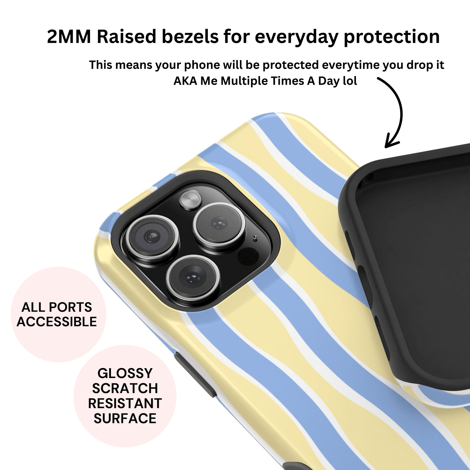 Yellow & Blue Wavy Stripes - Layreen Cases