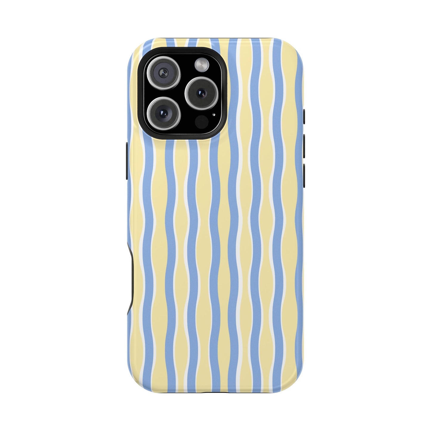 Yellow & Blue Wavy Thin Stripes - Layreen Cases