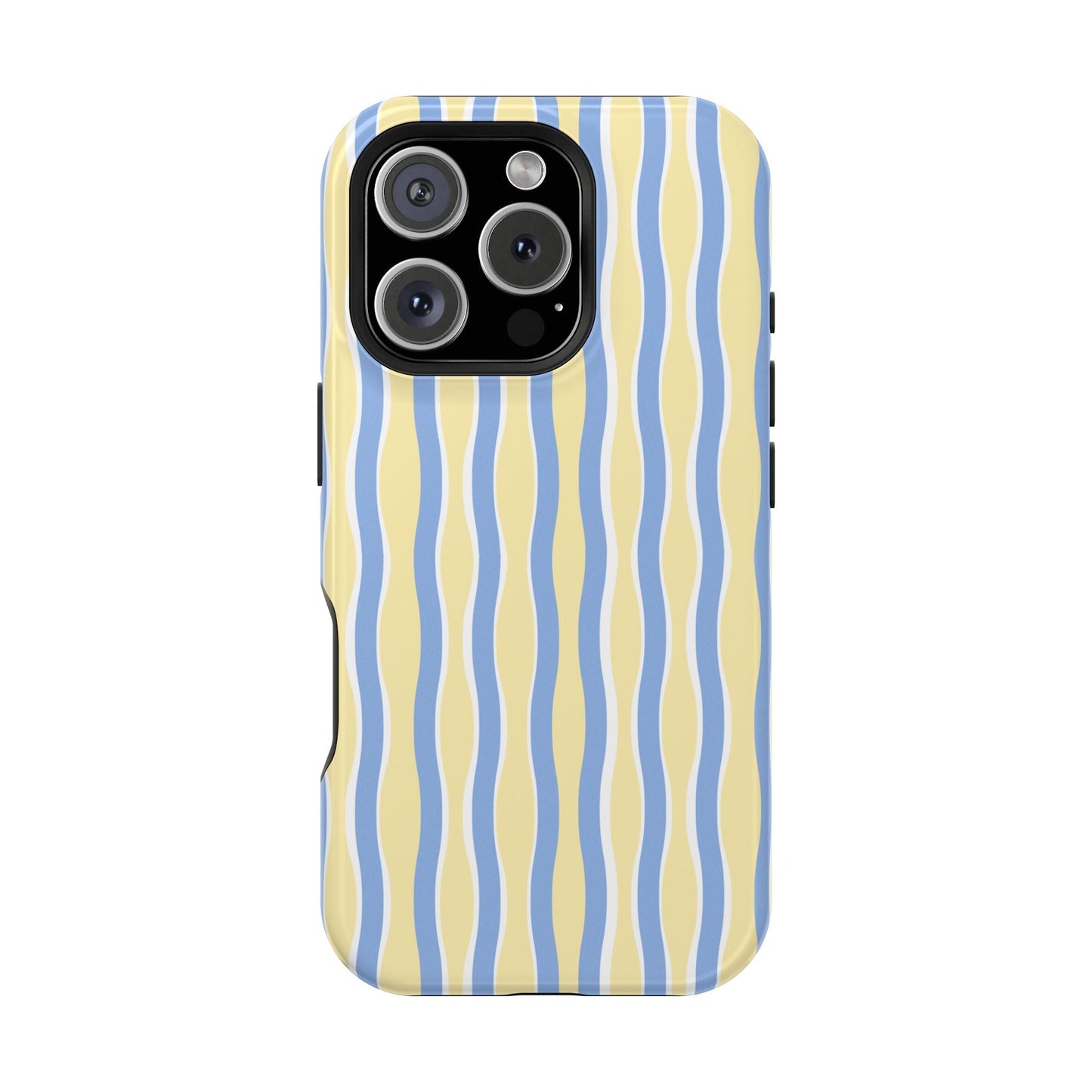 Yellow & Blue Wavy Thin Stripes - Layreen Cases