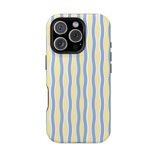 Yellow & Blue Wavy Thin Stripes - Layreen Cases