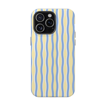 Yellow & Blue Wavy Thin Stripes - Layreen Cases
