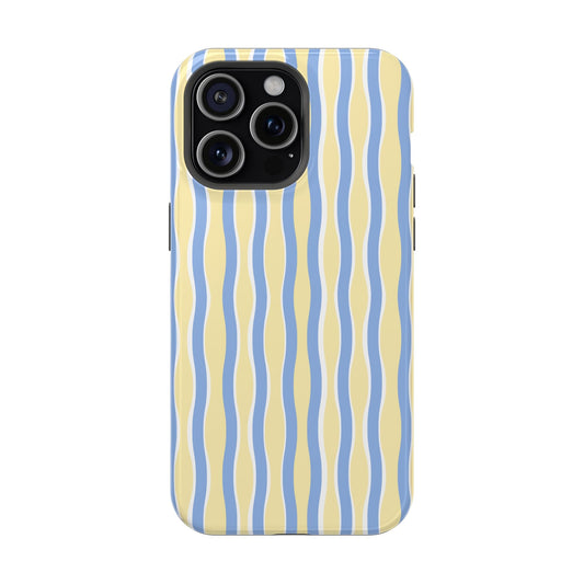 Yellow & Blue Wavy Thin Stripes - Layreen Cases
