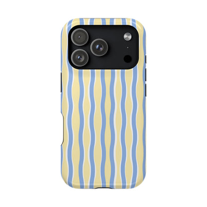 Yellow & Blue Wavy Thin Stripes - Layreen Cases