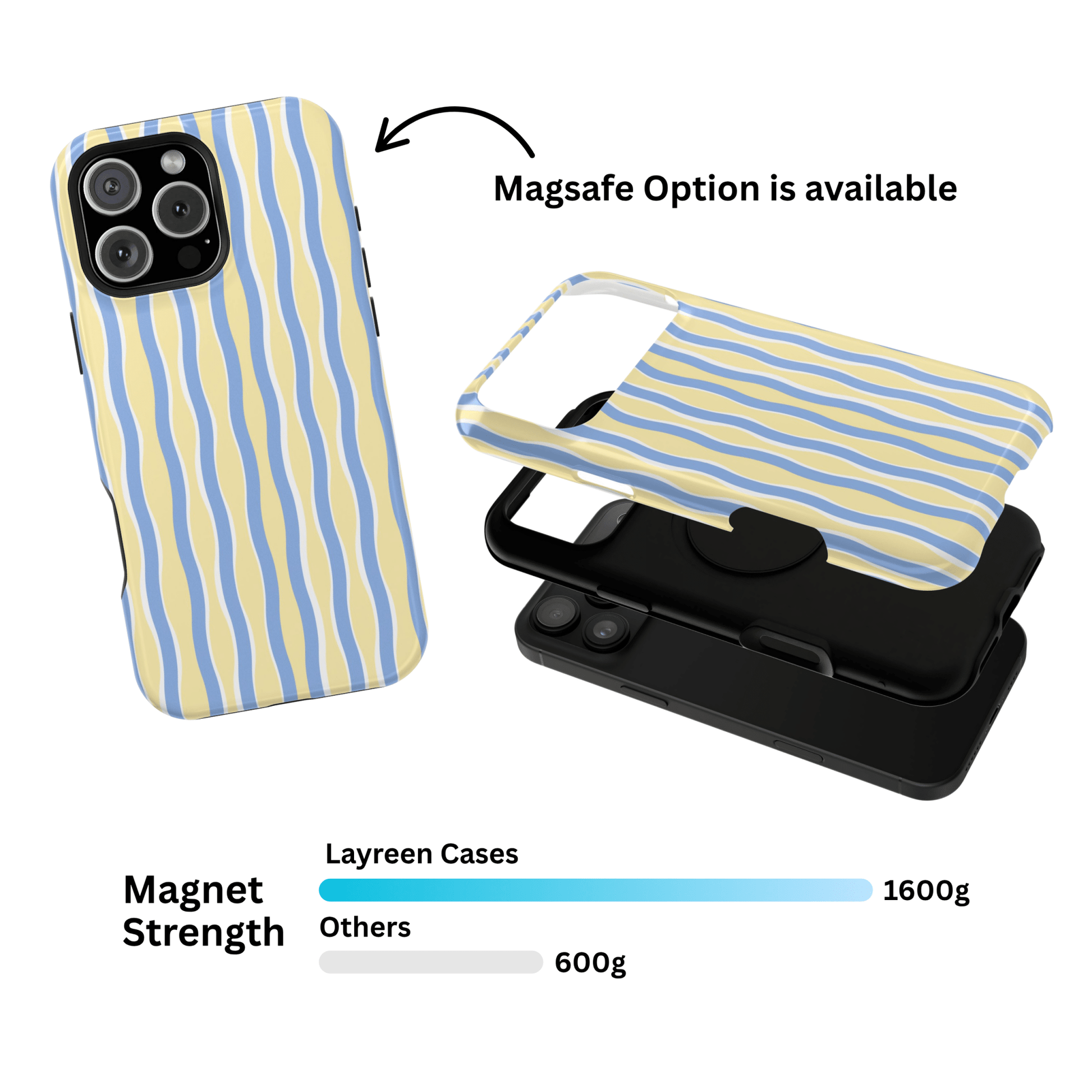 Yellow & Blue Wavy Thin Stripes - Layreen Cases