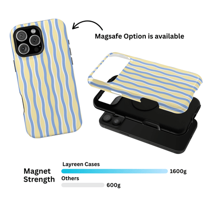 Yellow & Blue Wavy Thin Stripes - Layreen Cases