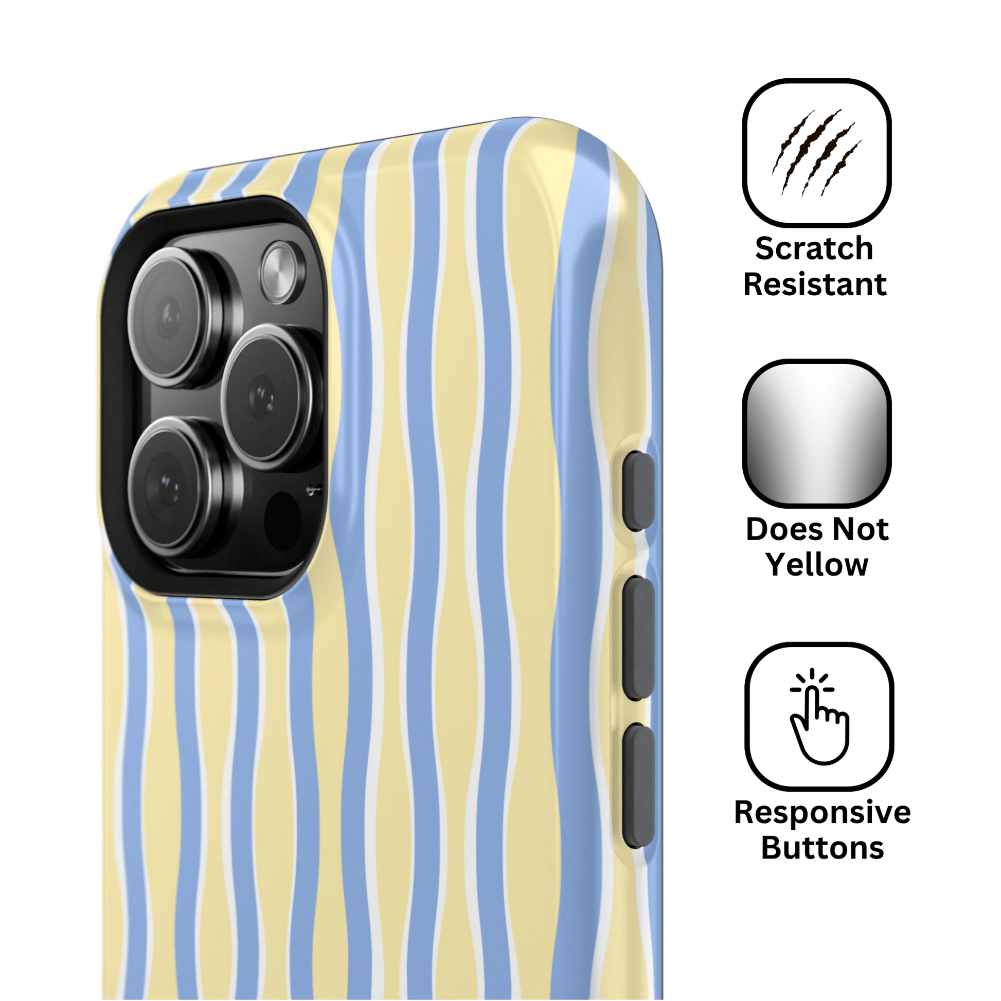 Yellow & Blue Wavy Thin Stripes - Layreen Cases