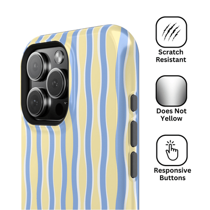 Yellow & Blue Wavy Thin Stripes - Layreen Cases