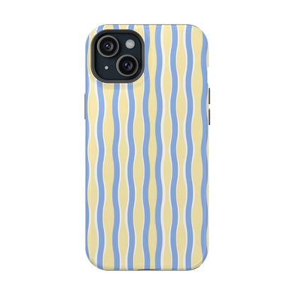 Yellow & Blue Wavy Thin Stripes - Layreen Cases