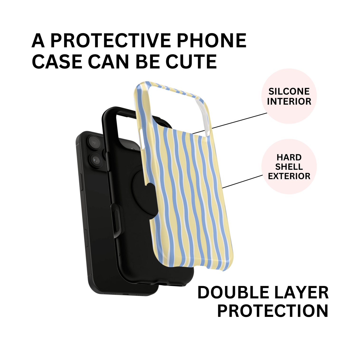 Yellow & Blue Wavy Thin Stripes - Layreen Cases