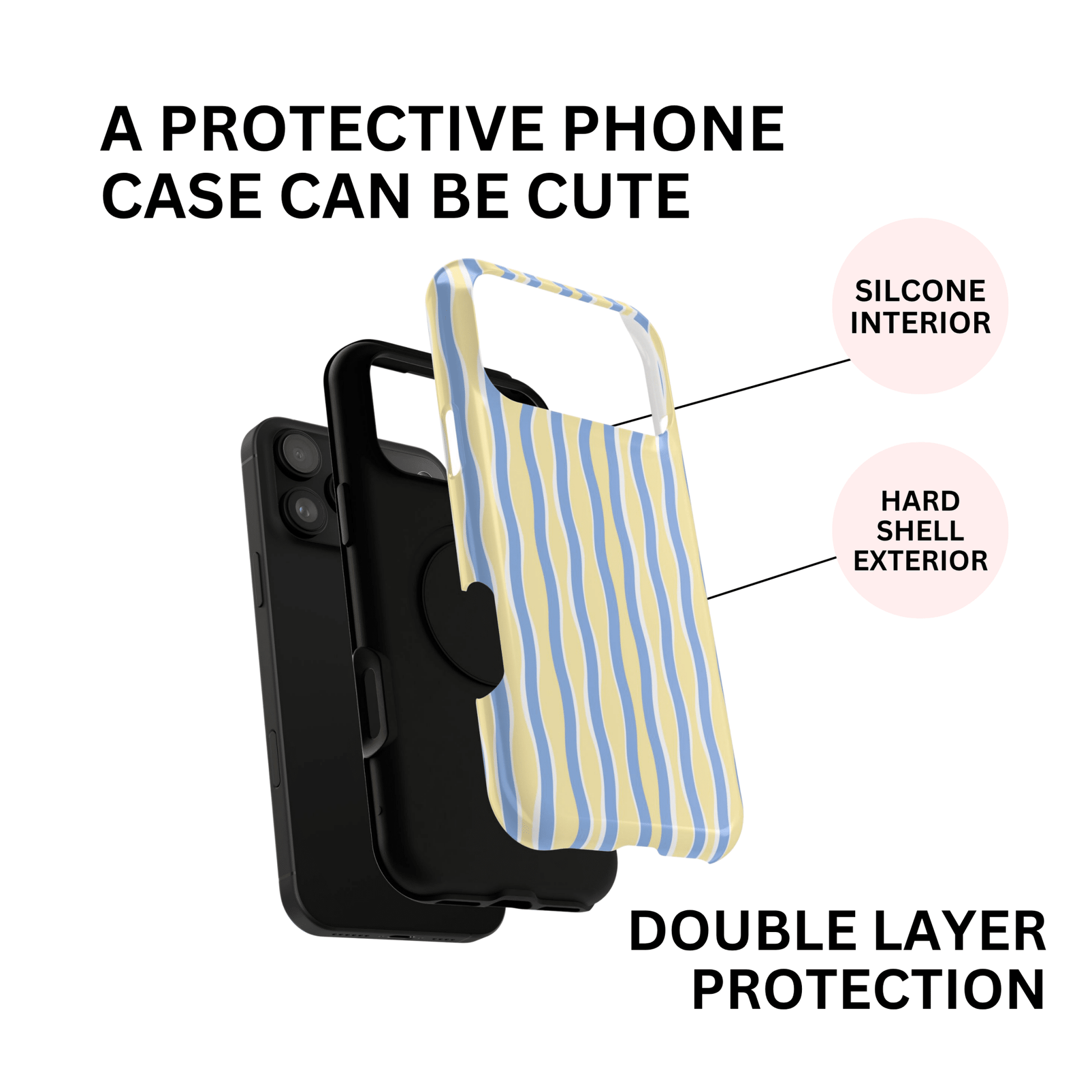 Yellow & Blue Wavy Thin Stripes - Layreen Cases