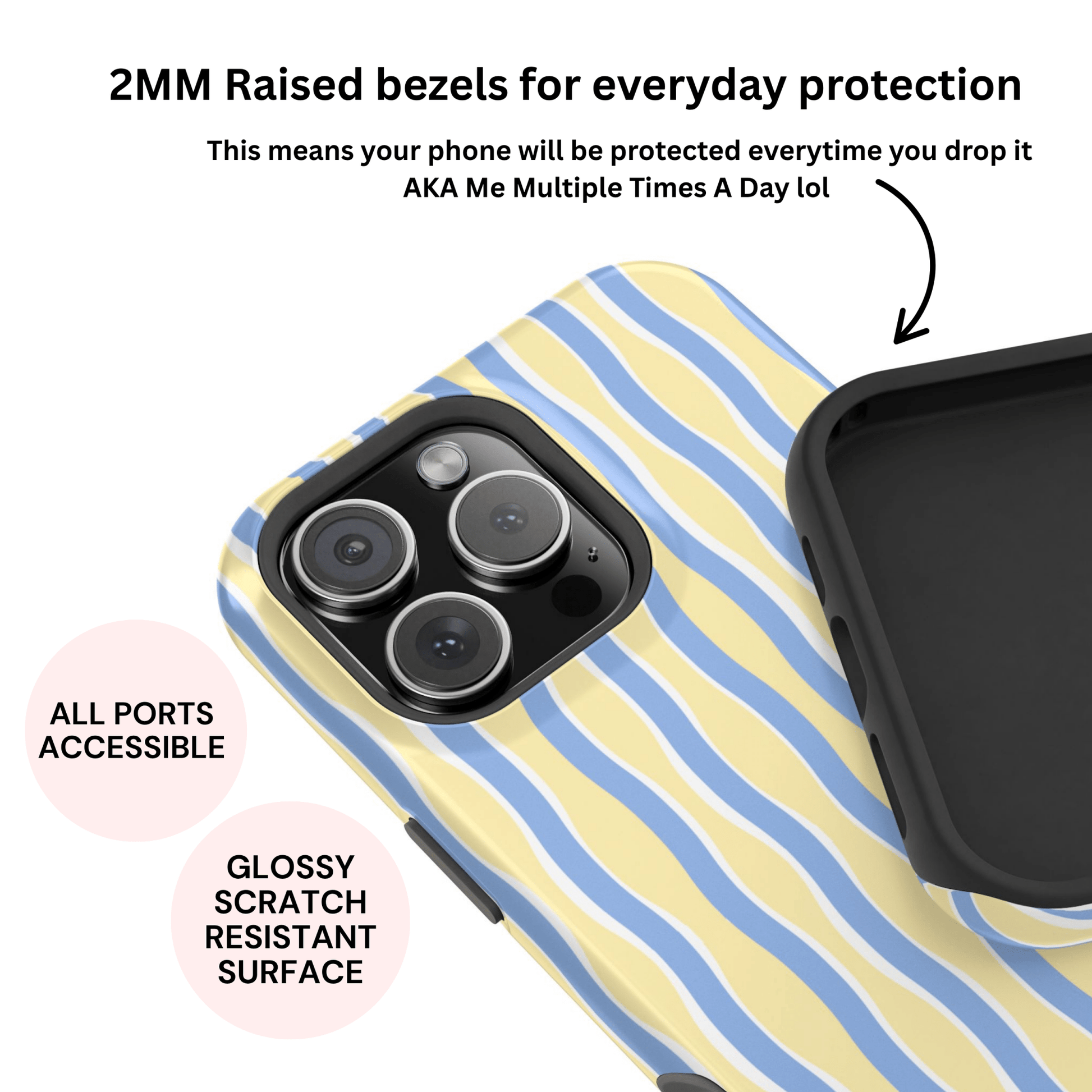Yellow & Blue Wavy Thin Stripes - Layreen Cases