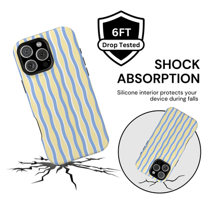 Yellow & Blue Wavy Thin Stripes - Layreen Cases