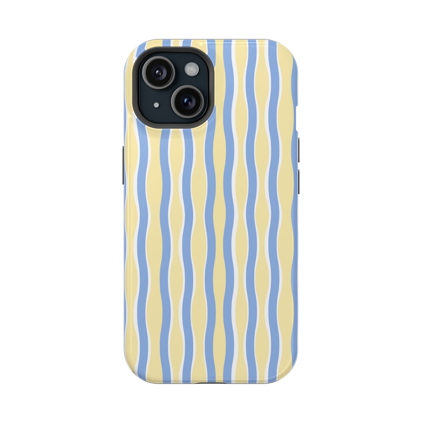 Yellow & Blue Wavy Thin Stripes - Layreen Cases