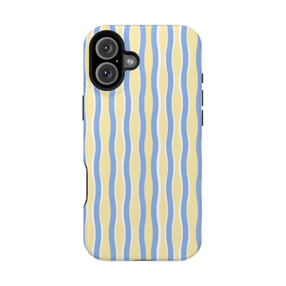 Yellow & Blue Wavy Thin Stripes - Layreen Cases