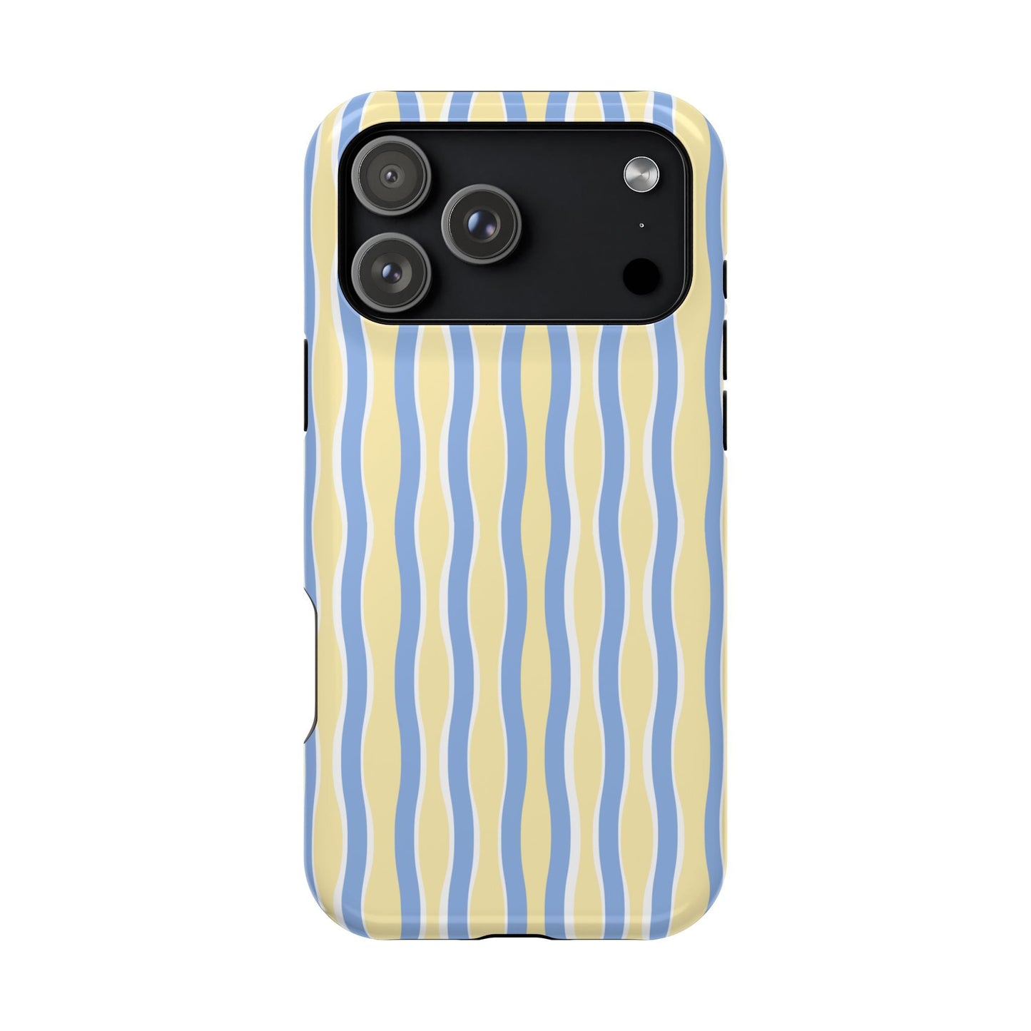 Yellow & Blue Wavy Thin Stripes - Layreen Cases