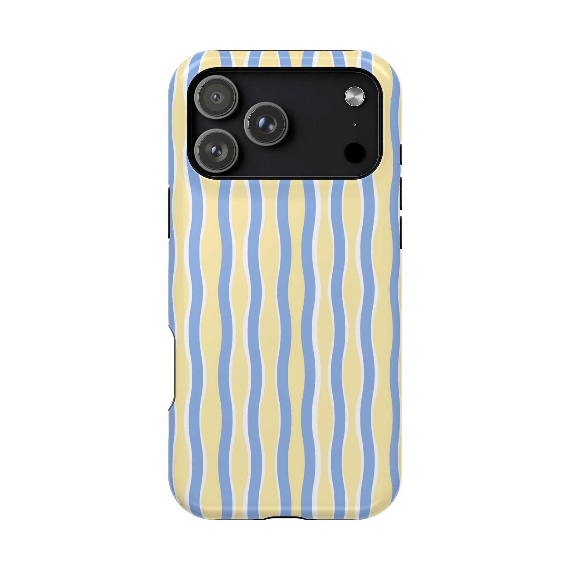 Yellow & Blue Wavy Thin Stripes - Layreen Cases