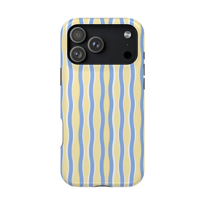 Yellow & Blue Wavy Thin Stripes - Layreen Cases