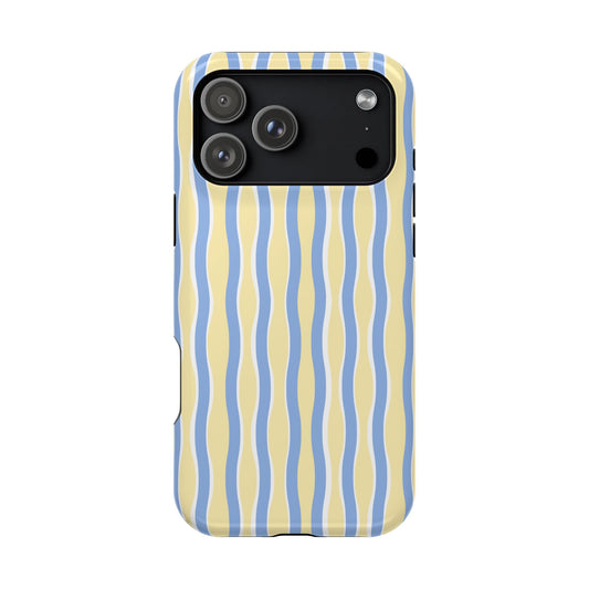 Yellow & Blue Wavy Thin Stripes - Layreen Cases
