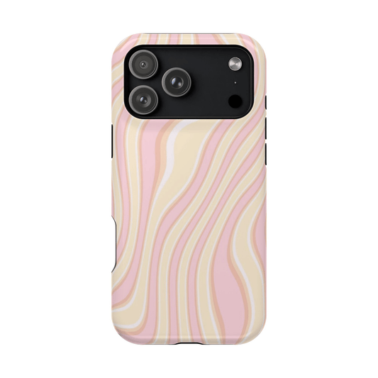 Yellow & Pink Asymmetrical Swirl Stripes - Layreen Cases