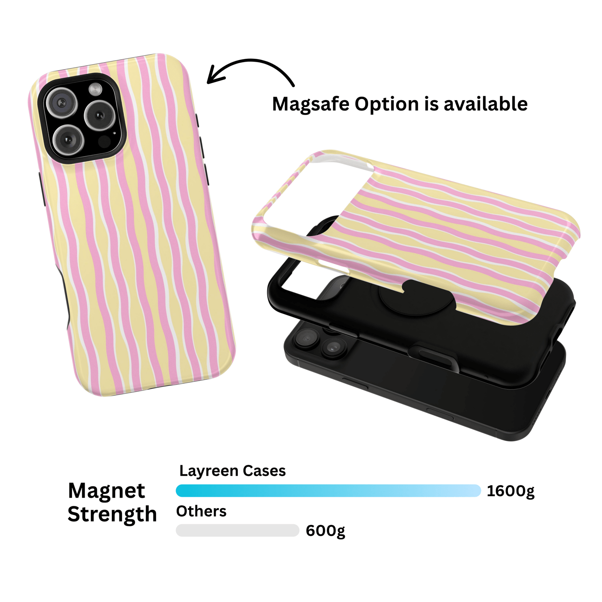 Yellow & Pink Wavy Thin Stripes - Layreen Cases