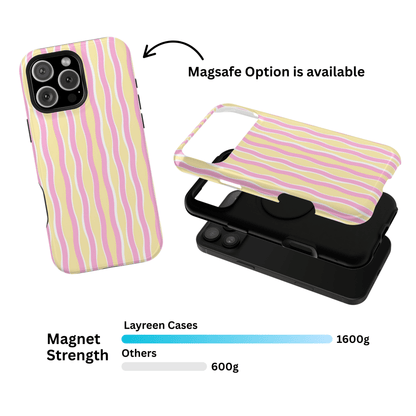 Yellow & Pink Wavy Thin Stripes - Layreen Cases