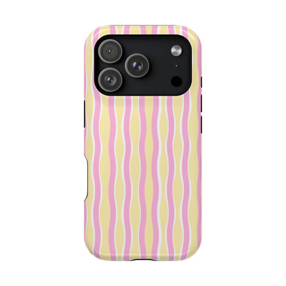Yellow & Pink Wavy Thin Stripes - Layreen Cases