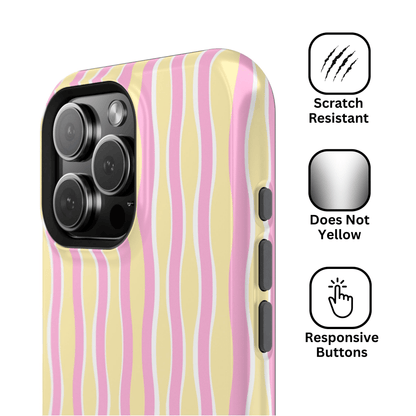 Yellow & Pink Wavy Thin Stripes - Layreen Cases
